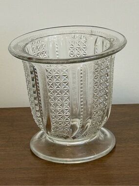 VINTAGE BEATTY BRADY GLASS CO 1898 EAPG FEATHER CLEAR GLASS SPOONER